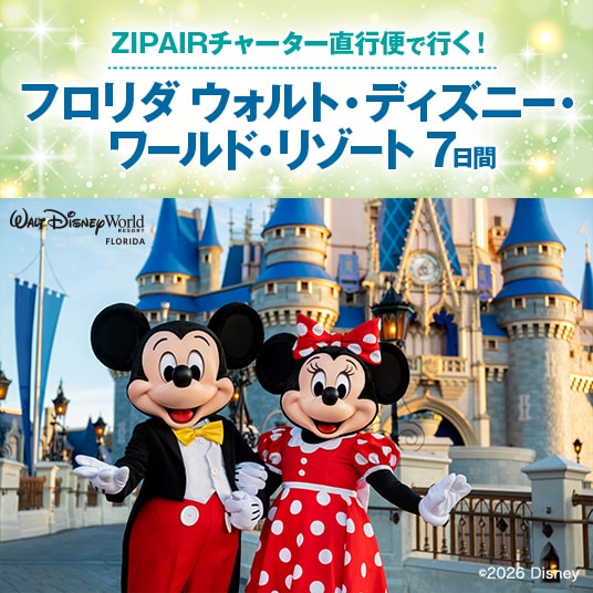 ZIPAIRチャーター直行便で行く! フロリダ ウォルト・ディズニー・ワールド・リゾート 7日間