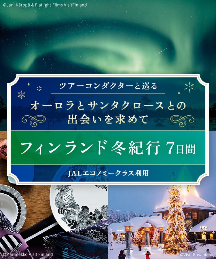 〔ツアーコンダクター（添乗員）と巡る〕オーロラとサンタクロースとの出会いを求めて フィンランド冬紀行7日間