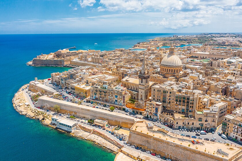 ヴァレッタの街並み（空撮）