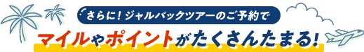 さらに！ジャルパックツアーのご予約でマイルやポイントがたくさんたまる！