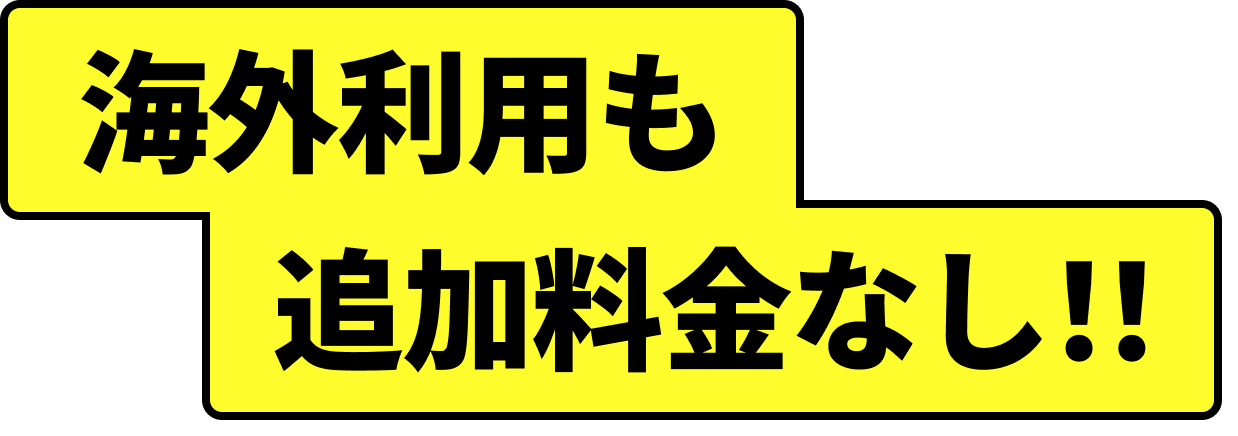 海外利用も追加料金なし！