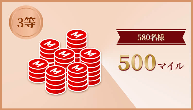 3等 580名様 500マイル