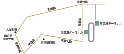 天津濱海国際空港ターミナル周辺図