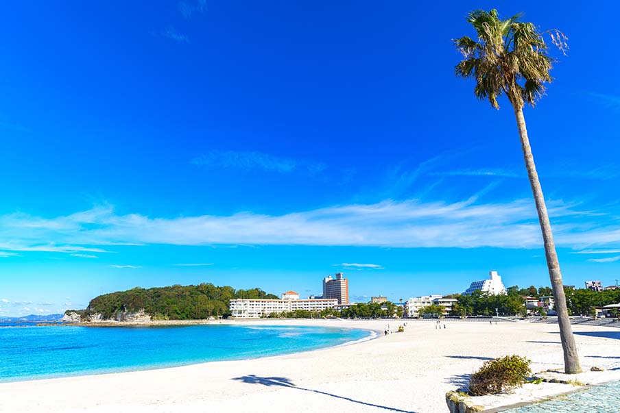 Shirarahama Beach (白良浜) — popular for soft, white sand and clear blue waters