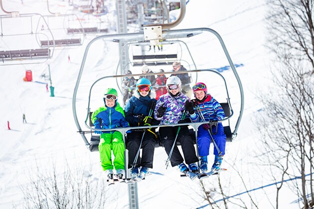 Ride the ski lifts up and down the ski hill at NASPA Ski Garden