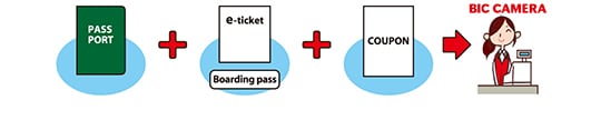PASS PORT + e-ticket + COUPON &rarr; BIC CAMERA