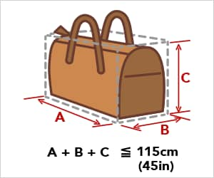 A+B+C ≦ 115cm(45in)